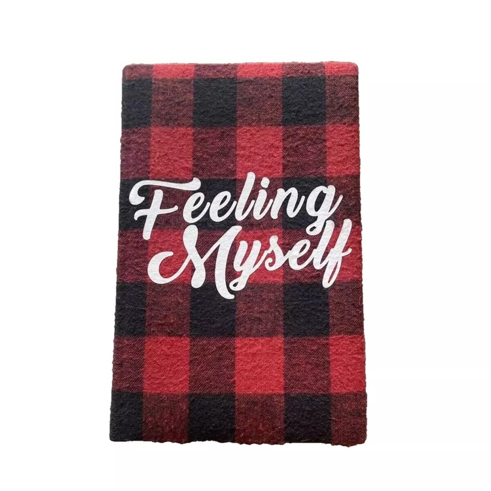 New Custom feeling myself Flannel Red Plaid Lined Journal Notebook